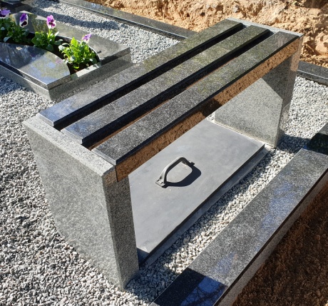 Two-colored granite cemetery bench