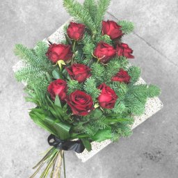 Preview image for  Mourning bouquet with red roses and fir branches – P12